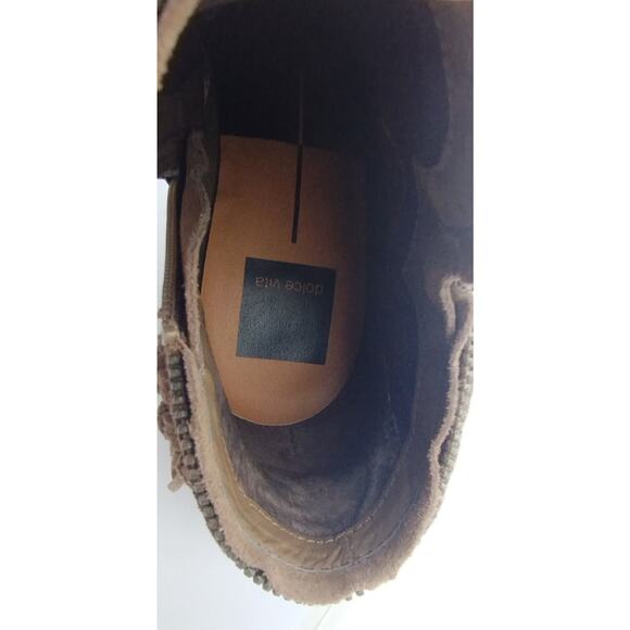 DV Dolce Vita Hiro Western Heel Ankle Boot Booties with Fringe Size 8 Tan - Picture 7 of 11